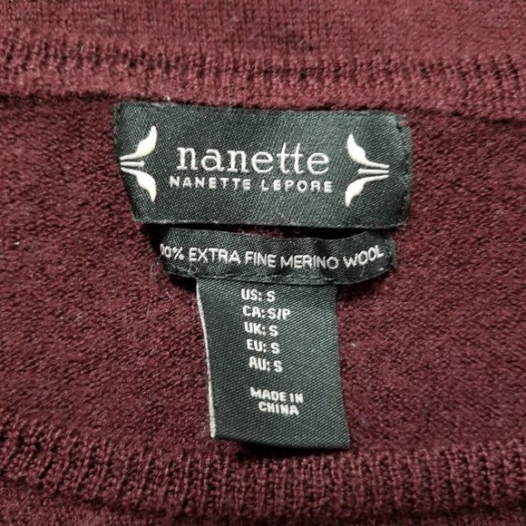 Nanette Nanette Lepore sweater Small merino wool knit peplum bell sleeve - Picture 10 of 11